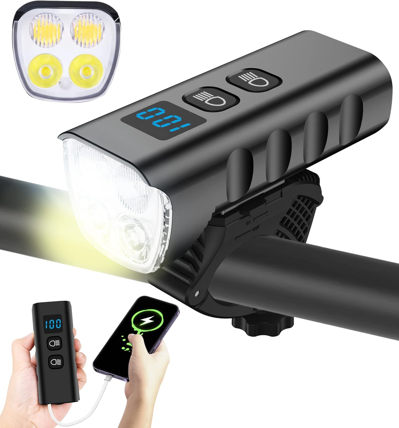 Bike Light Front - USB Type C Rechargeable Headlight for Night Riding, LED Bicycle Lights image number 1