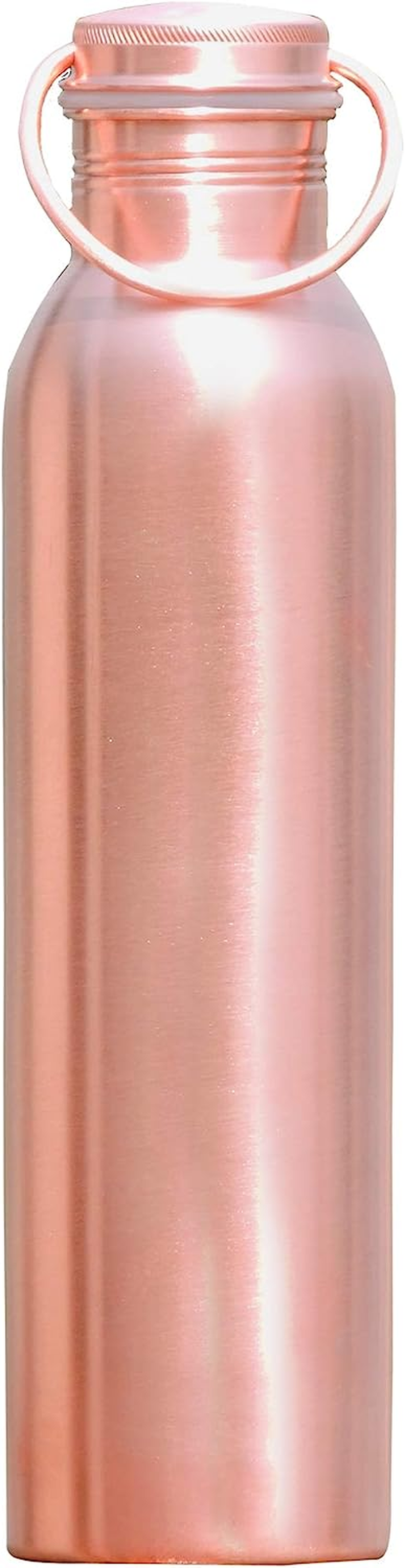 Healthgoodsau - Pure Copper (99.74%) Copper Water Bottle Matte Finish with Handle 600 Ml (20.28 Fluid Ounce) | Seamless Leak-Proof Matte Finish Bottle with Handle image number 2