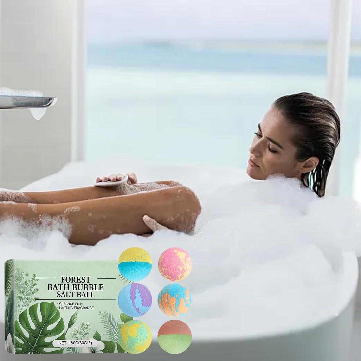 Natural Bath Balls,Bath Bubble Salt Ball | Natural Bath Balls for Relaxation and Stress Relief, Long-Lasting Fragrance Bath Balls image number 4