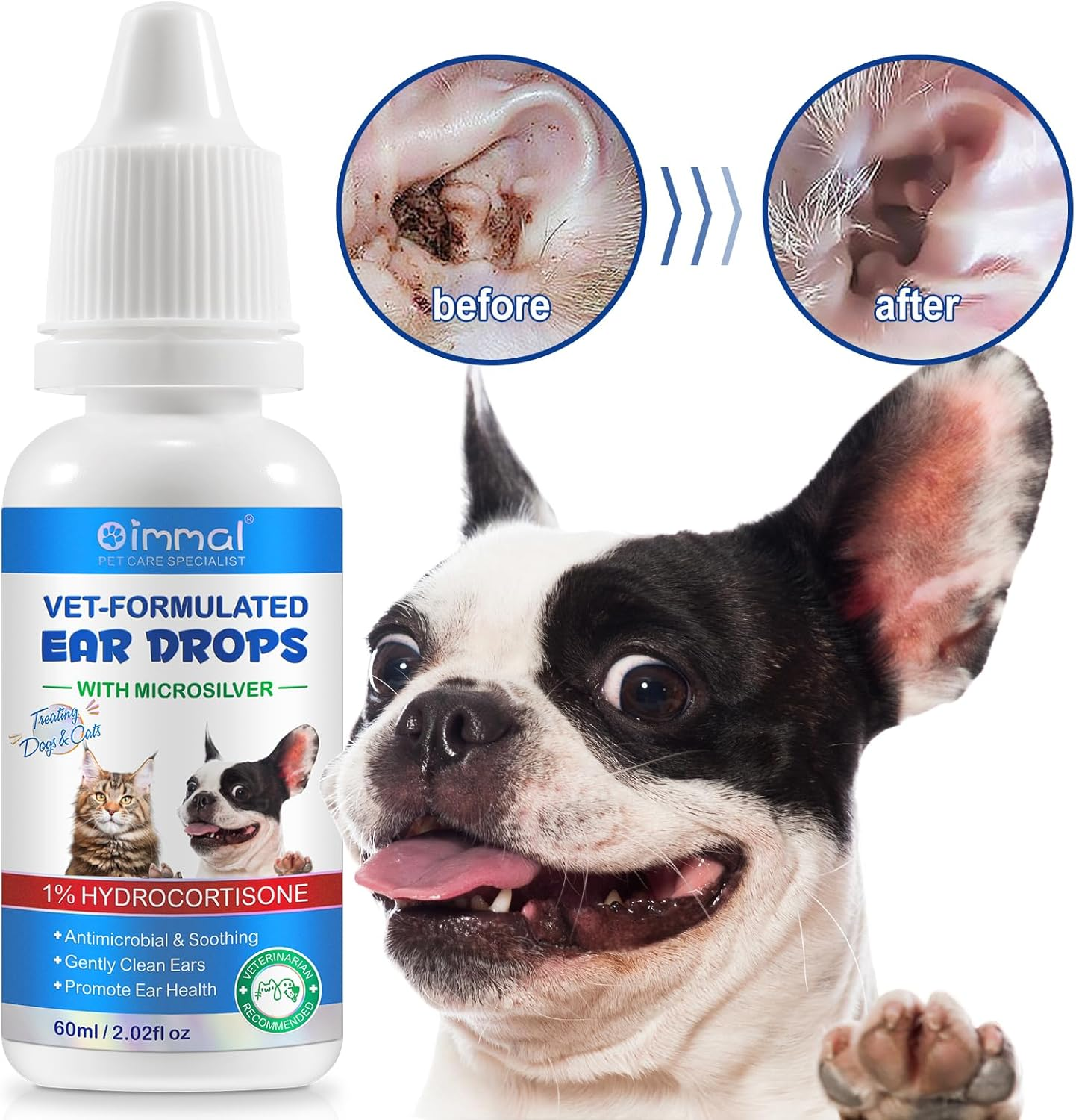 Dog Ear Drops, Dog Ear Cleaning, Gentle Ear Solution for Dog, Hypoallergenic Ear Wash for Dog, Preventing Infections, Itch Relief, for Daily Use, 2Fl Oz / 60Ml image number 5