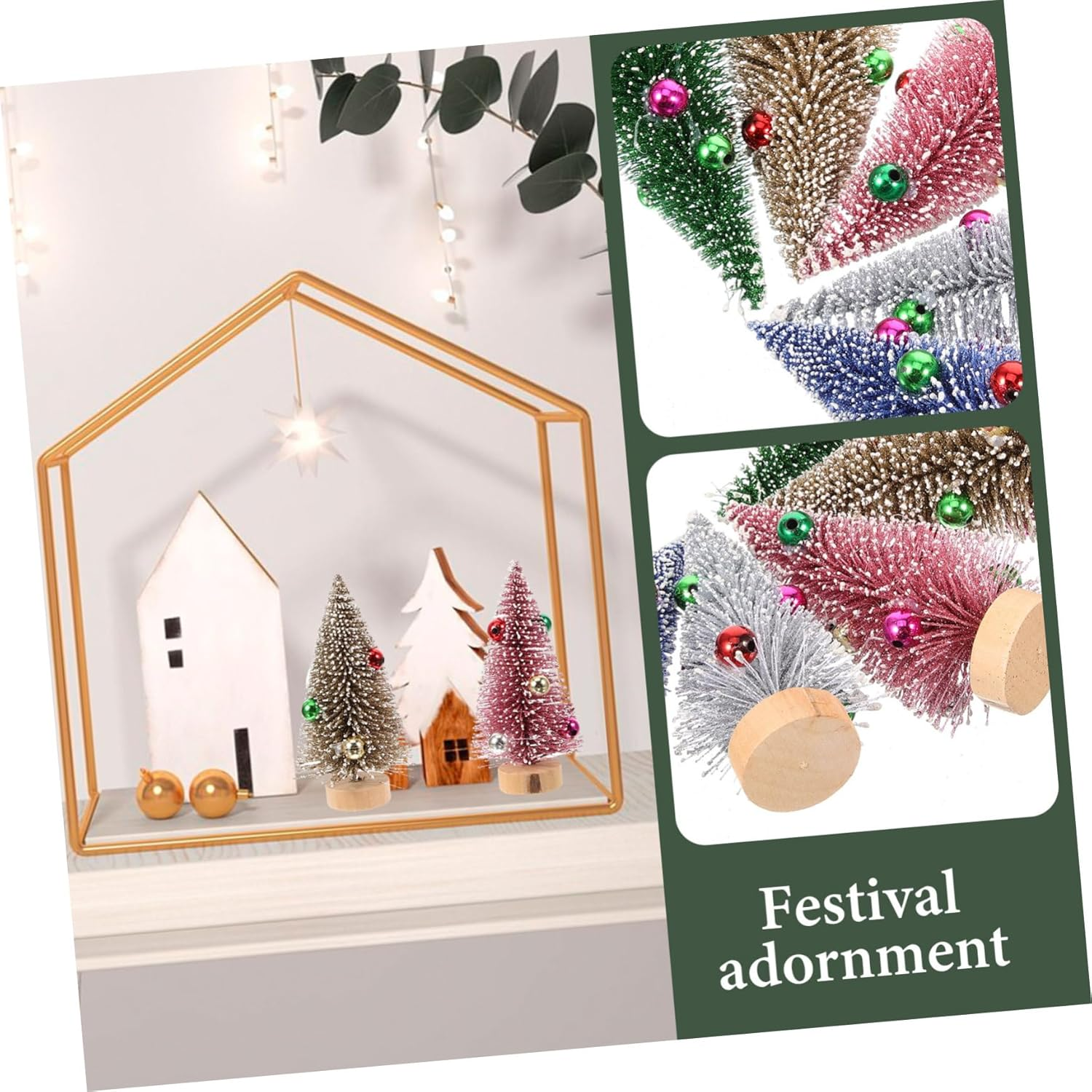 Ciieeo 12Pcs Mini Christmas Trees Artificial with Bases Small Xmas Tree Decor for Window Display Home and Shop Decoration image number 1
