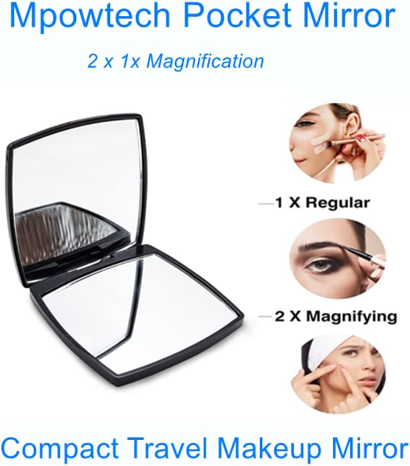 Fashion Compact Vanity Mirror for Women, Elegant Small Compact Mirror 2 X 1 X Magnification,Double Sided Folding Travel Makeup Mirror,Perfect for Purse, Pocket Mirror for Gift - Gold image number 4