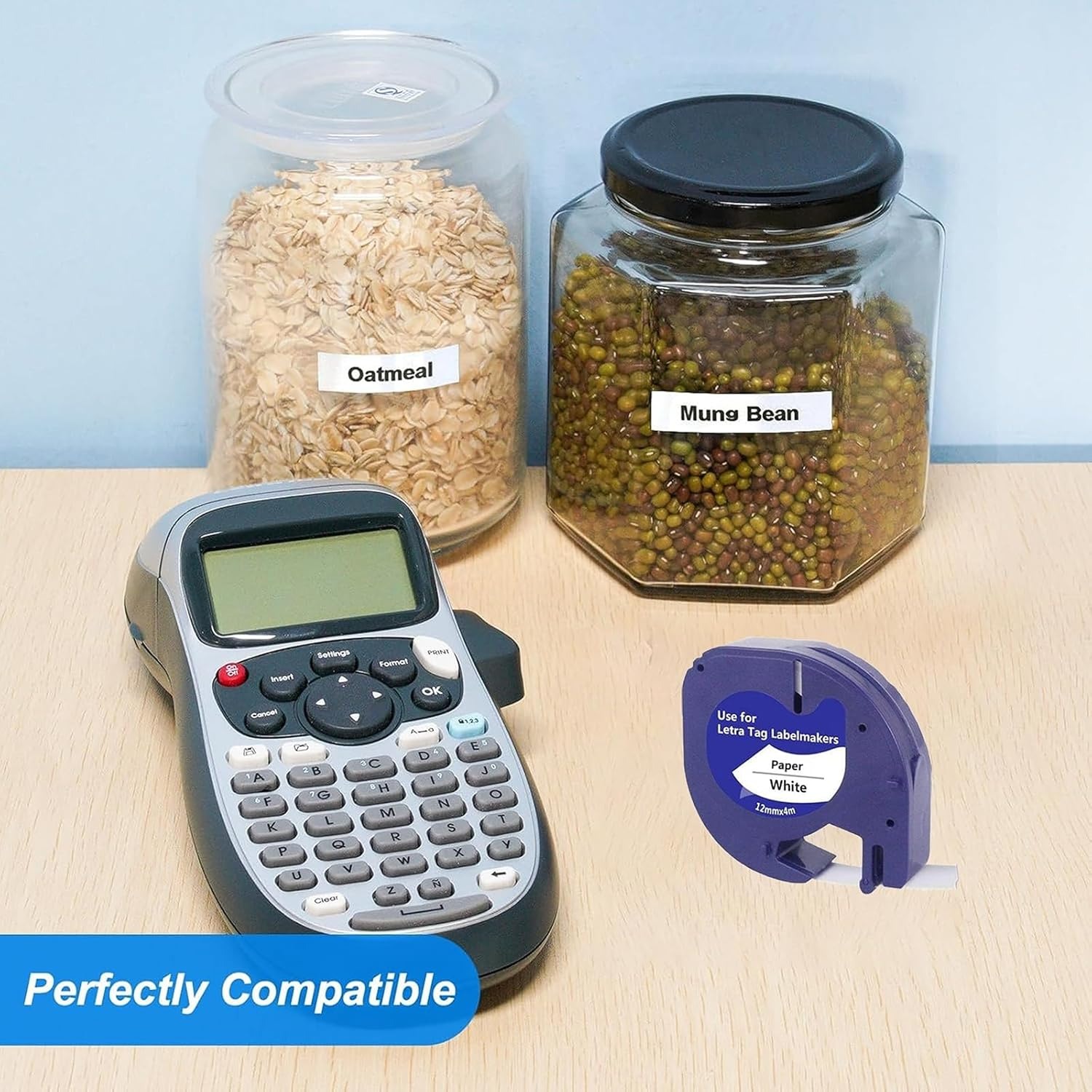 Compatible with DYMO Letratag Refills White Paper 91330 10697, 1/2" X 13' 12Mm X 4M Black on White Label Maker Tape for Dymo Letra Tag LT-100H LT-100T plus Printer, 5-Pack