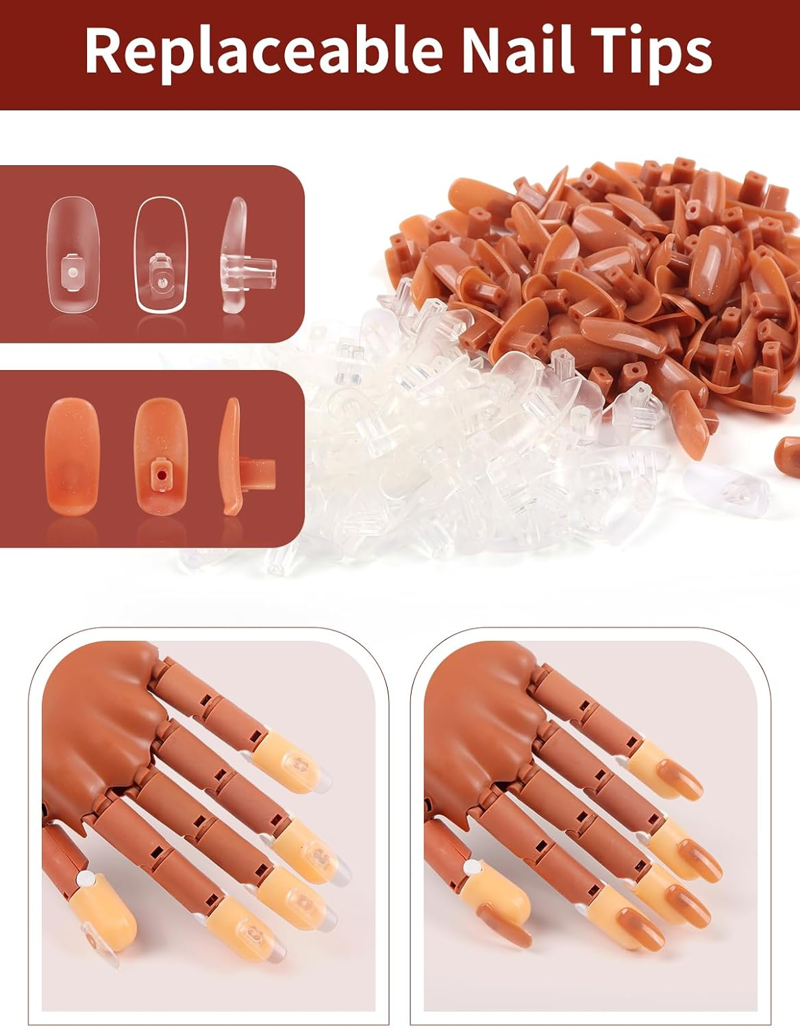Nail Practice Hand for Acrylic Nails: Realistic Nail Hand Practice Model - Flexible Training Hand for Beginners - Bendable Fake Hand for Salon image number 3
