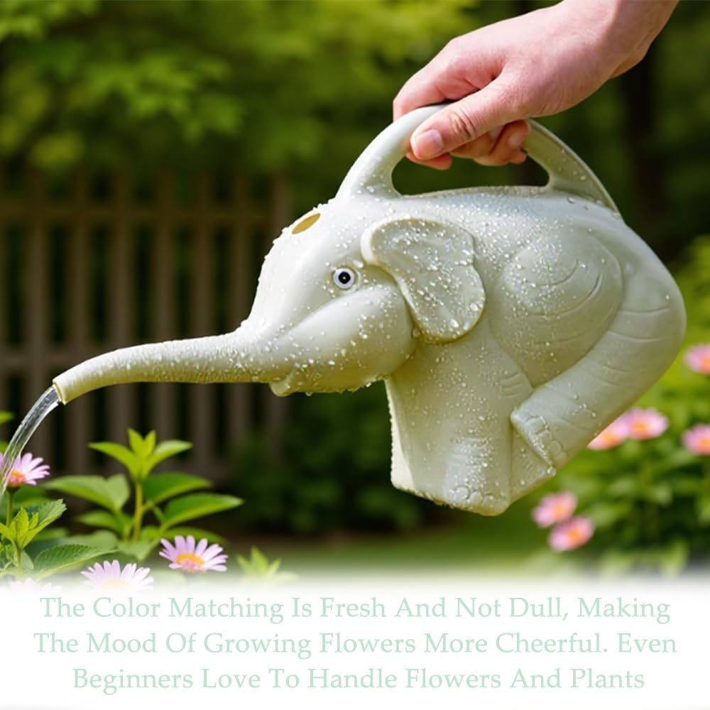2L Elephant Long-Billed Watering Can, Long-Billed Plant Waterer with Ergonomic Handle, Decorative Plant Watering Can, for Home Gardens, Lawns, and Patios (Green) image number 5