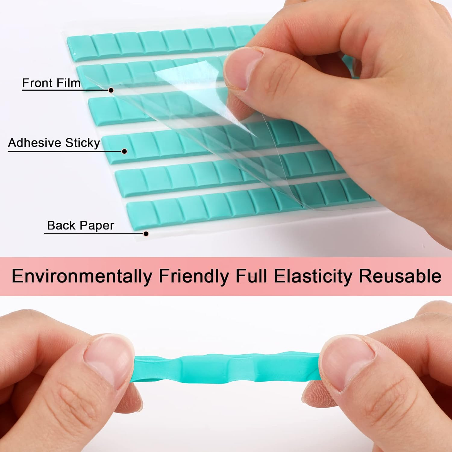 JULBEAR 288 Pcs Sticky Tack, Removable Adhesive Poster Putty, Reusable Wall Safe Mounting Tack for Hanging Pictures and Museum Art Photography (White, Blue, Pink) image number 3