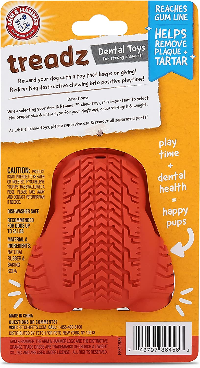 Arm & Hammer Super Treadz Mini Gorilla Dental Chew Toy for Dogs, Small, Red image number 3