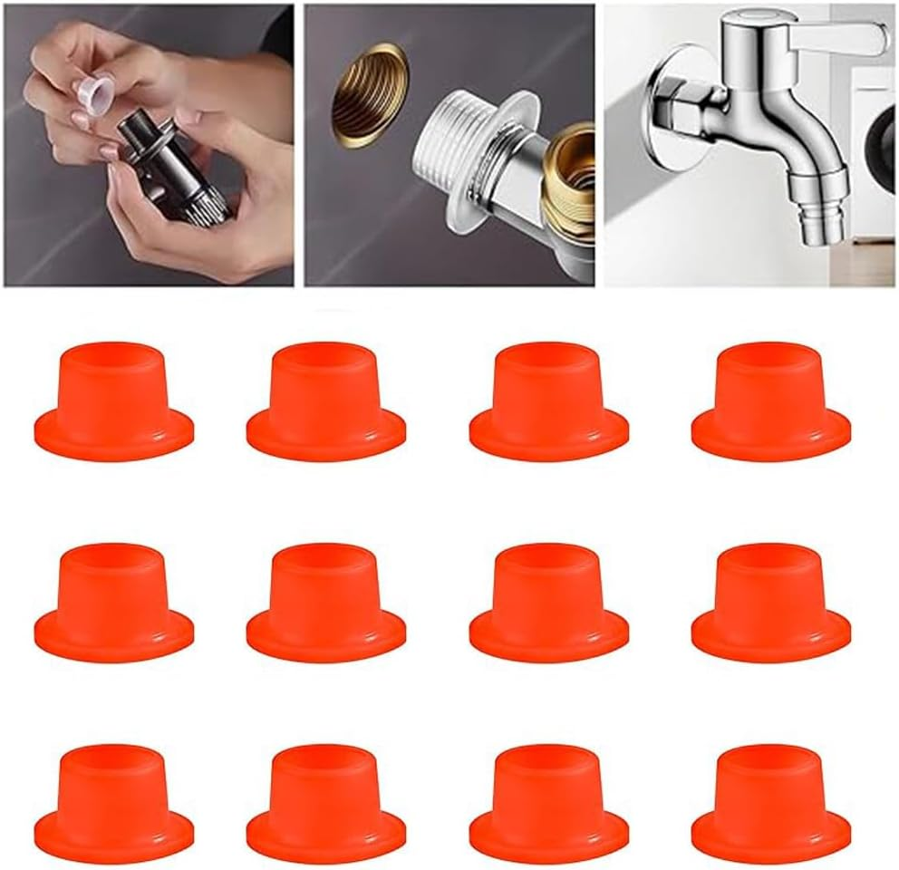 12Pcs Faucet Leak-Proof Sealing Gasket,Faucet Leakproof Gasket Washers to Prevent Leakage and Dripping Silicone Plug Raw Material Belt Rubber Seal Rings,For Garden Faucet Hose (Red) - Red image number 2