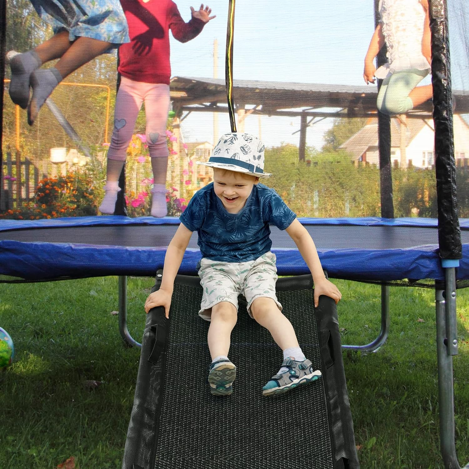 TANOSHII&reg; Universal Trampoline Slide with Handles, Safer than Ladder, Easy to Install, Fit All Kinds of Trampolines, Sturdy 20"X 60" Trampoline Slide for Kids Climb up & Slide Down image number 2