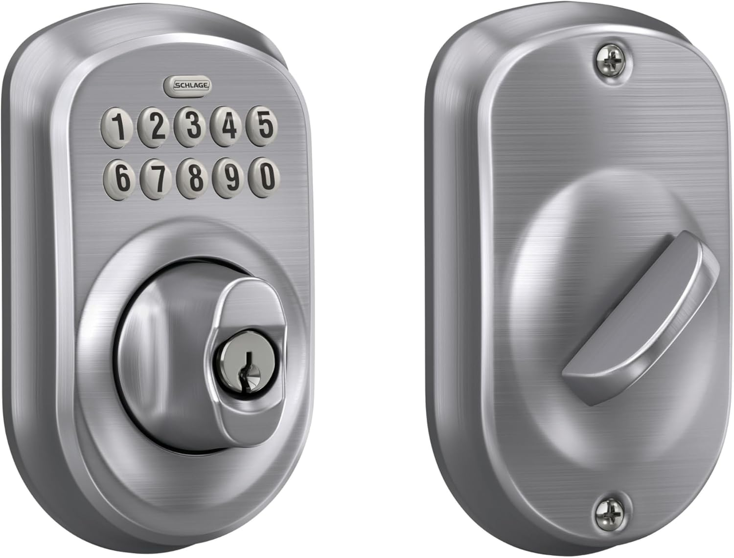 Schlage BE365 Plymouth Keypad Deadbolt, Satin Chrome image number 3