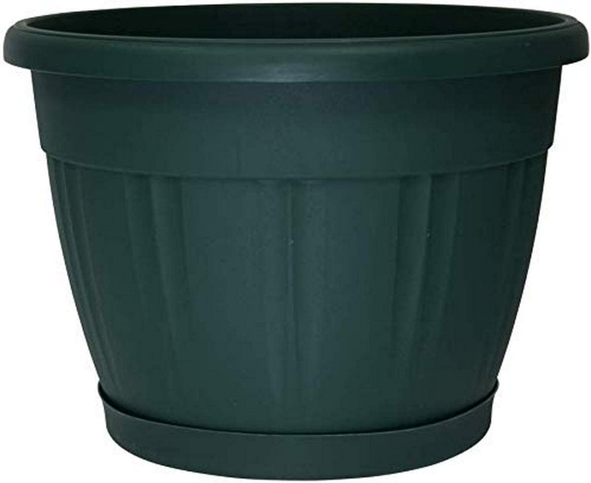 Homeleisure Maranello Pot and Saucer, Green, 425 Mm Diameter