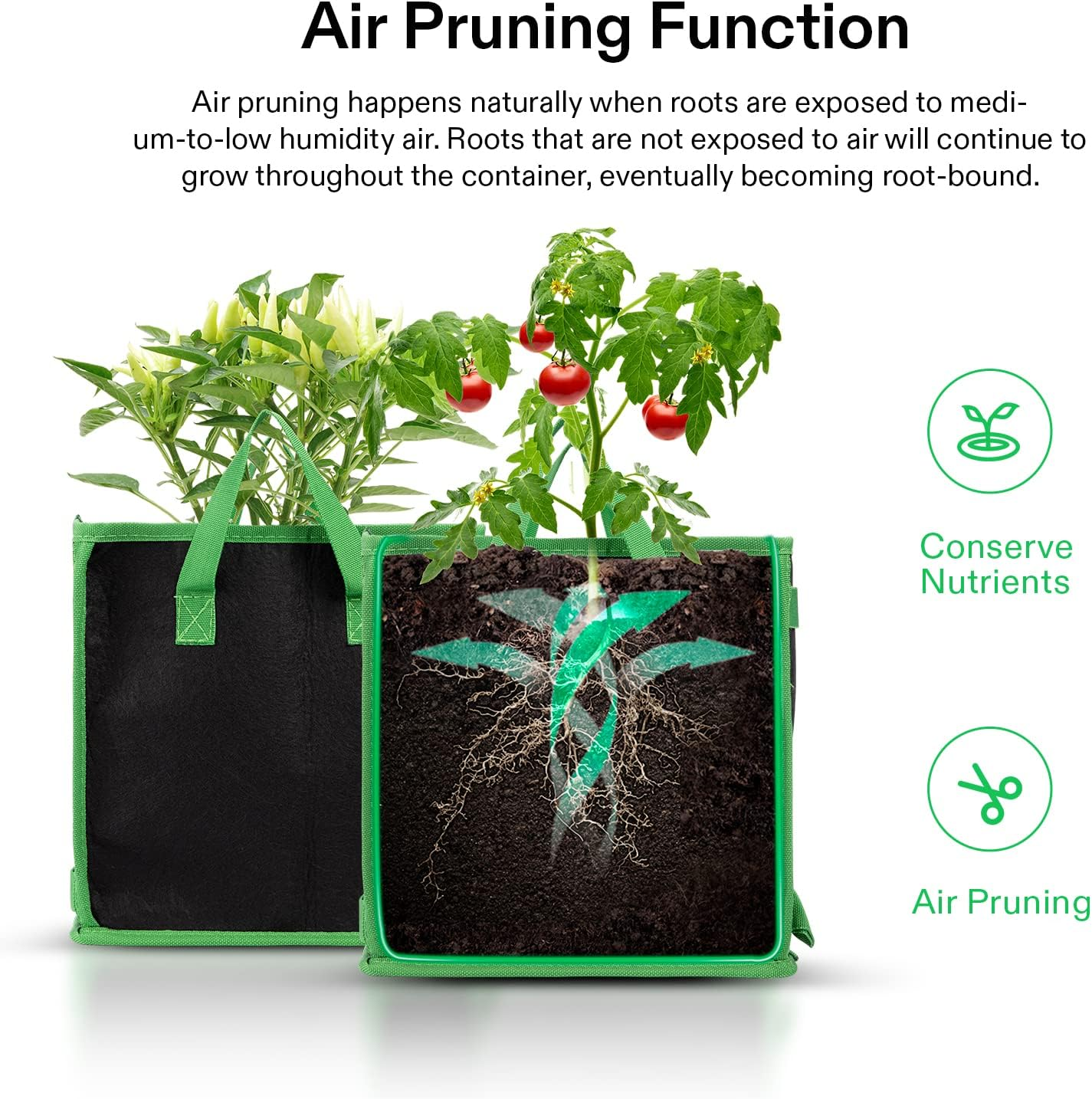 VIVOSUN 5 Pack 3 Gallon Square Grow Bags, Thick Nonwoven Cubic Fabric Pots with Handles for Indoor and Outdoor Gardening image number 0