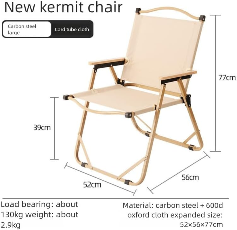 Foldable Camping Chair, Lightweight, Portable and Sturdy, with Wooden Armrests - Durable Outdoor Chair, Suitable for Adults, Beach, Dining and Terrace Use, 2-Piece Set