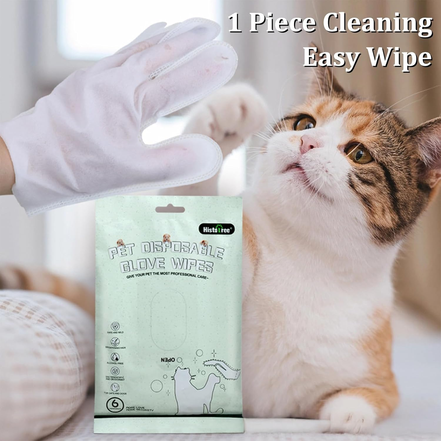 No-Rinse Pet Cleaning Gloves &ndash; Lick-Safe Grooming Wipes Gloves for Cats & Dogs &ndash; Soft Disposable Bath Mitts for Daily Fur Care &ndash; Fragrance-Free image number 3