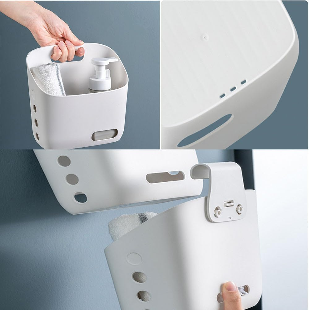 Hanging Basket Kitchen Storage Basket,2Pcs Large Plastic Hanging Basket, Wall Hanging Kitchen Storage Basket,Plastic Space Saving Hanging Basket,Storage Containers Hanging Storage Basket,Large Grey image number 5