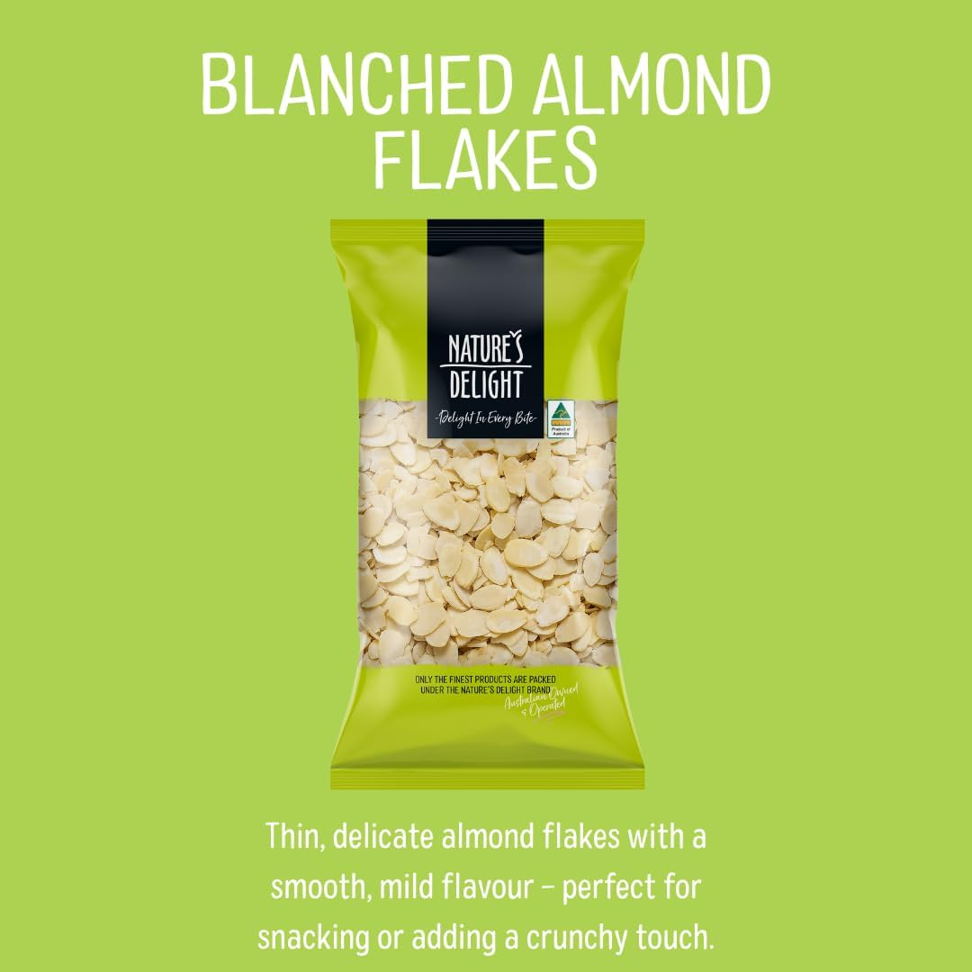 Nature&rsquo;S Delight Australian Blanched Almond Flakes 375G &ndash; Sliced Almonds for Baking & Cooking | Premium Natural Almond Nuts image number 1
