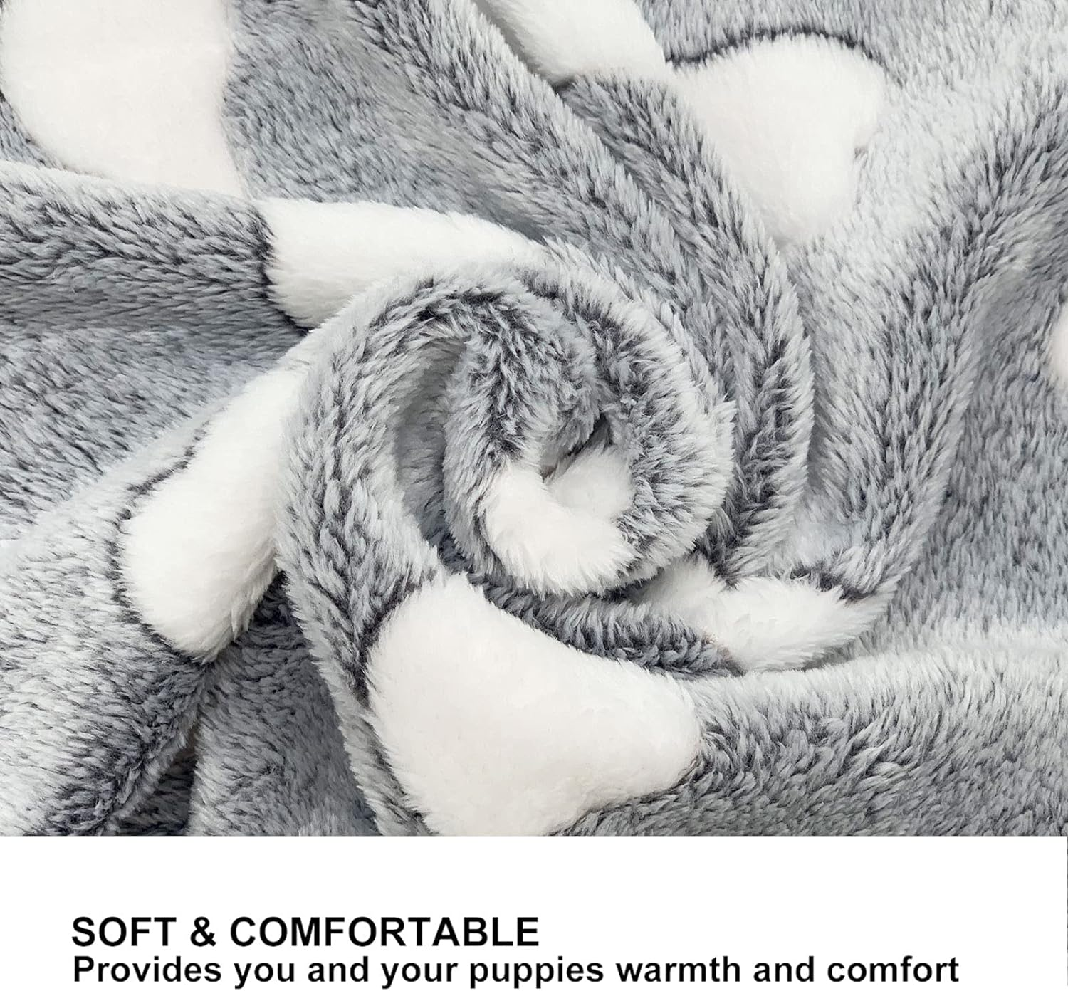 1 Pack 3 Puppy Blankets Super Soft Warm Sleep Mat Grey Cute Print Blanket Fluffy Fleece Pet Blanket Flannel Throw Dog Blankets for Small Dogs Puppy Dogs Fluffy Cats,Bone-Large(40"X30")