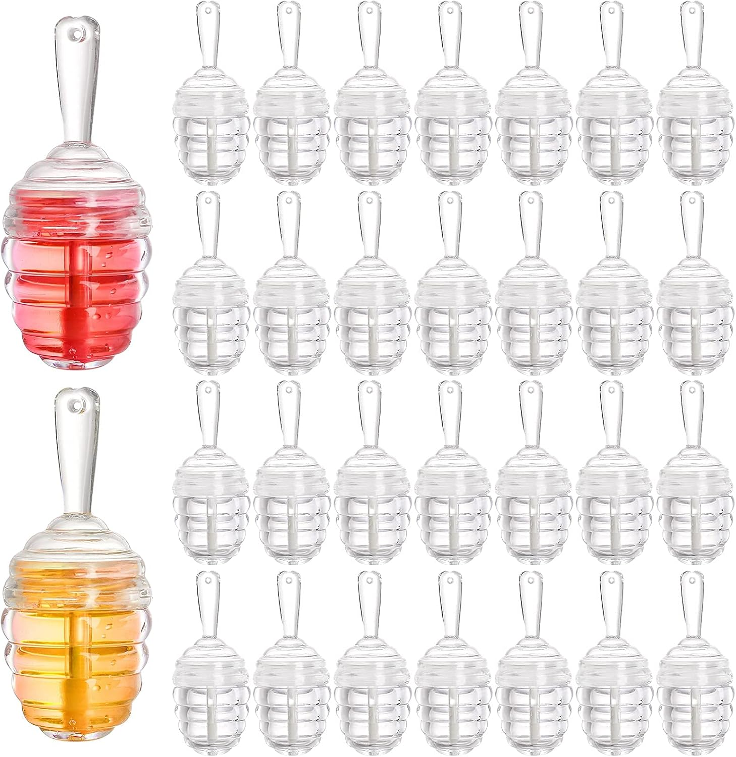 DEAYOU 30 Pack Empty Lip Gloss Wand Tubes, Honey Pots Shaped Refillable Plastic Lipgloss Containers, Mini Reusable Clear Lipstick Brush Bottles for Makeup, DIY Cosmetic Sample Bottle (0.2OZ/ 6Ml), Clear image number 1