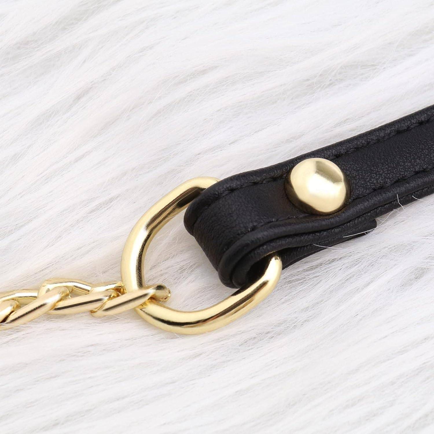 Emsea 2Pcs Replacement Handbag Chain Strap with Buckles for Handbag Crossbody Bag Shoulder Bag Decoration Chain Charms Bag Accessories PU Metal 120Cm Black Gold image number 5