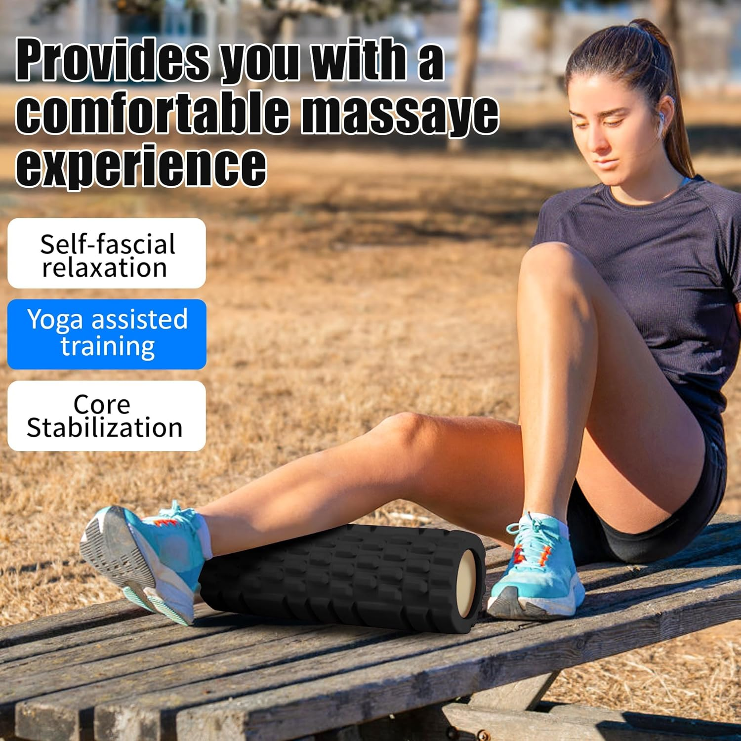 Foam Roller - EVA Muscle Massage Roller for Deep Tissue Tension Relief, Portable Gym, Yoga, Fitness Therapy Roller for Back, Legs, Shoulders (Purple) image number 6