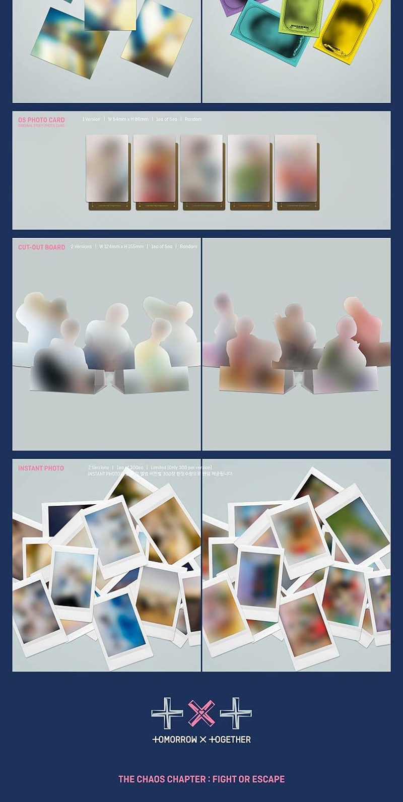 TXT Chaos Chapter : Fight or Escape 2Nd Album Repackage Fight Ver Cd+88P Photobook+24P Lyric+1P behind Poster+1P Card+2P Sticker+1P Post+1P Ar+1P Os+1Ea Cut-Out Board+Tracking image number 3