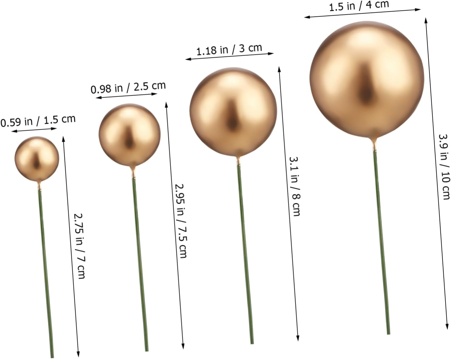 Jojofuny 30Pcs Gold and Silver Ball Cake Picks Cake Topper Balls Birthday Toppers Picks Birthday Party Supplies Dessert Party Decorations image number 6