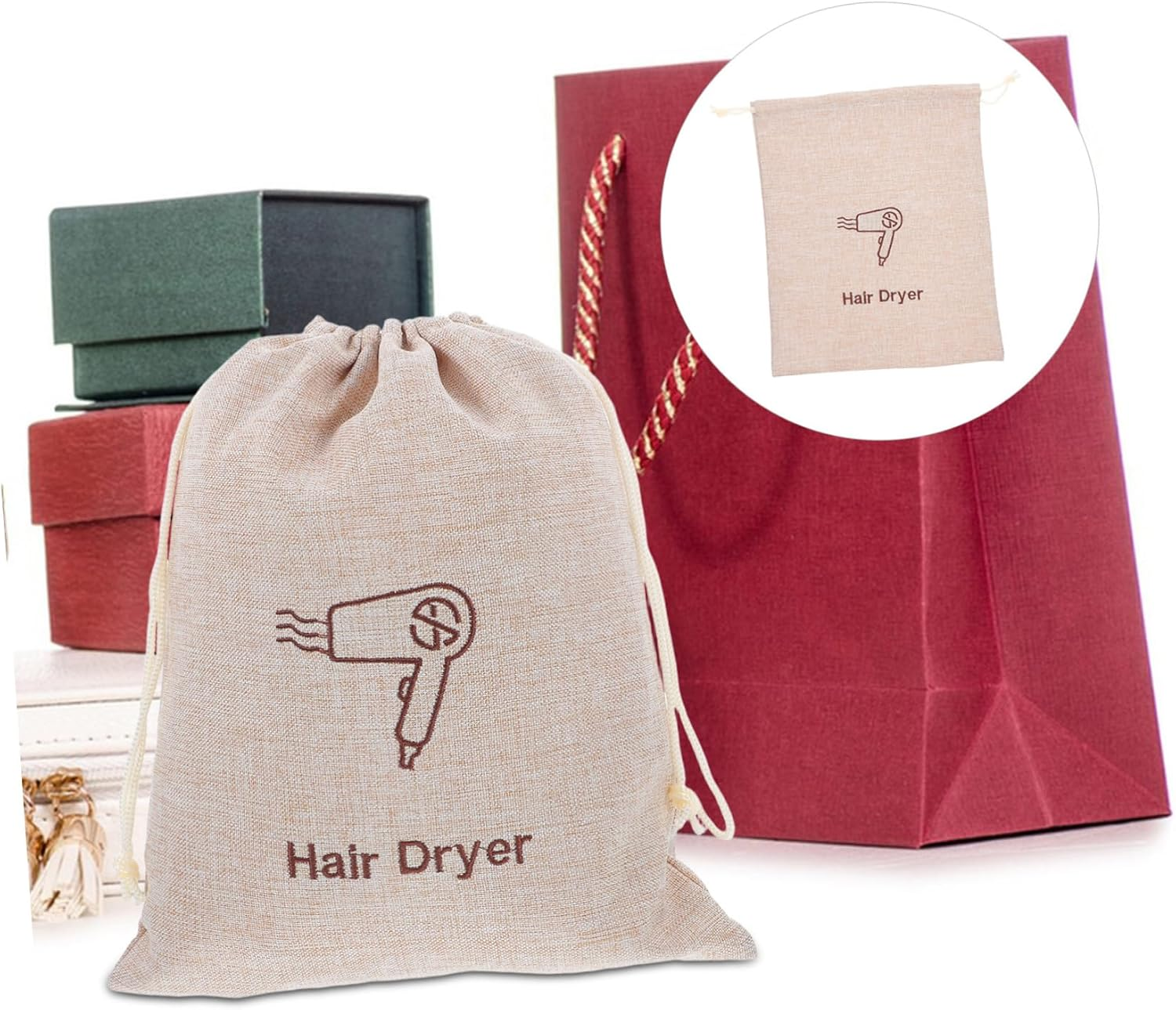4Pcs Hair Dryer Storage Bag Drawstring Dustproof for Hotels and Guesthouses Travel Friendly Hair Dryer Bag image number 6