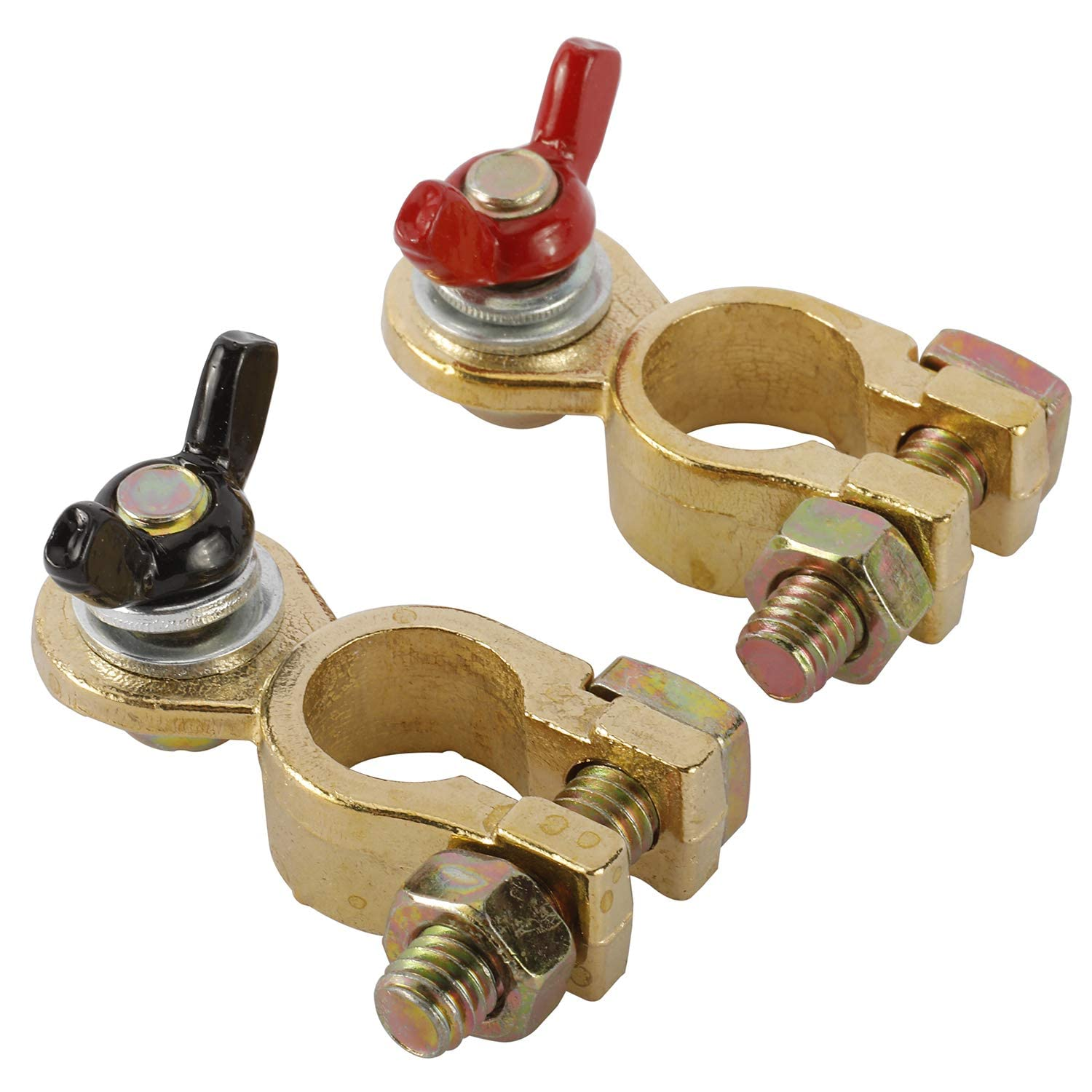 1 Pairs Car Battery Terminals Connectors, Battery Master Switch Battery with Red and Black Coated Wing Nuts Terminal Link Switch for Motorcycle Boat Truck Car Van image number 1