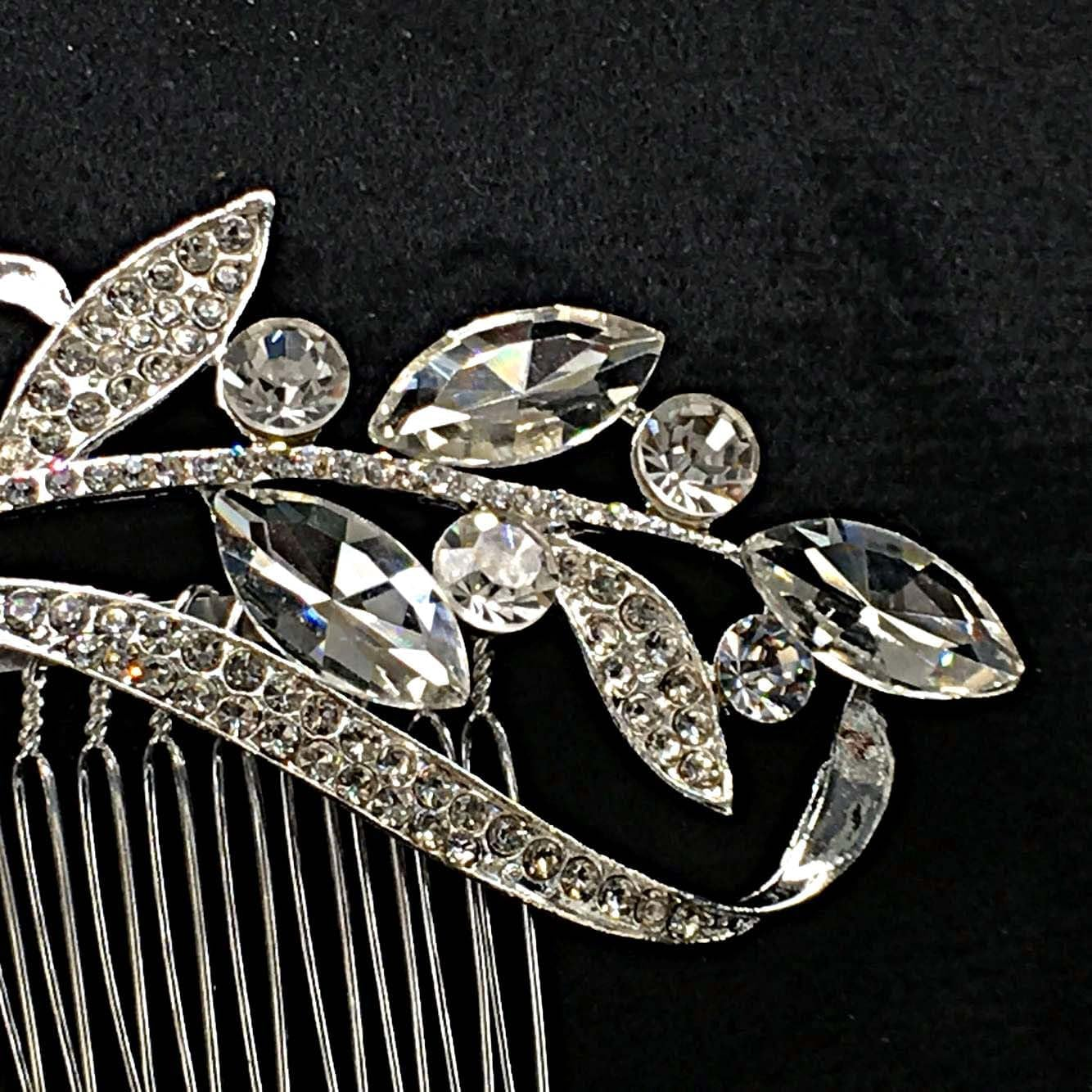 Crystal Wedding Hair Comb Rhinestone Leaf Hair Comb Bling Bridal Headpieces Decorative Head Clip Headwear Bridal Hair Accessories for Women (Style1, One Size) image number 3