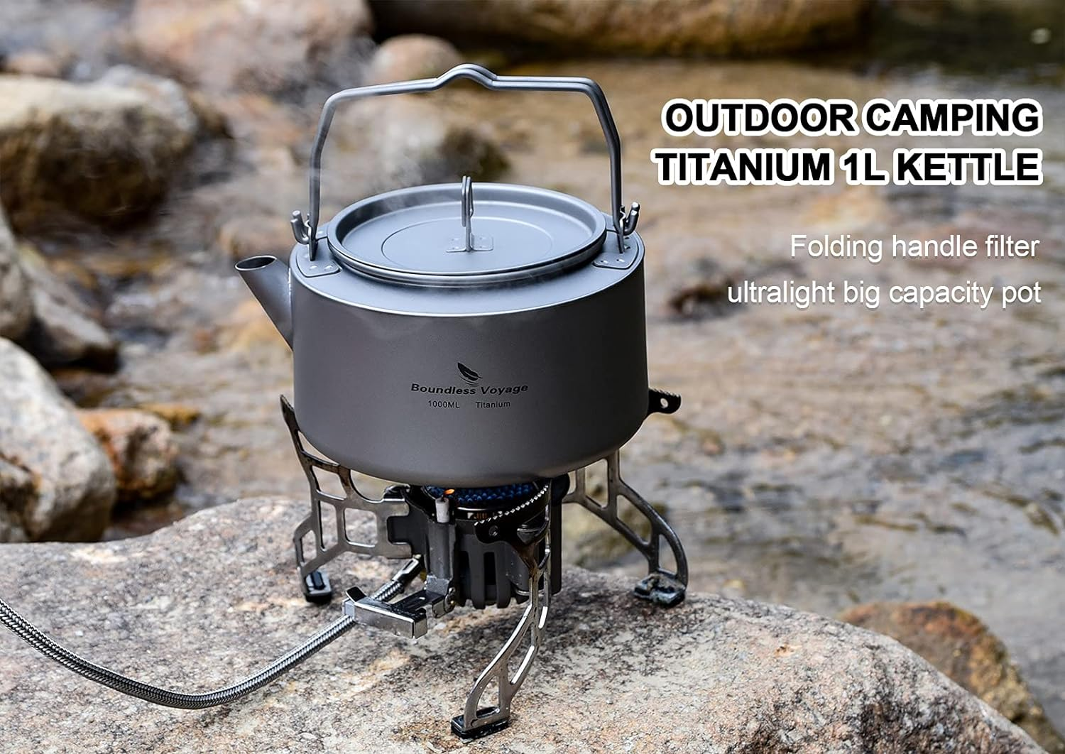 Boundless Voyage Titanium Kettle 700Ml/1.0L with Folding Handle & Filter Ultralight Teapot Outdoor Camping Big Capacity Pot for Boiling Water Coffee Tea image number 5
