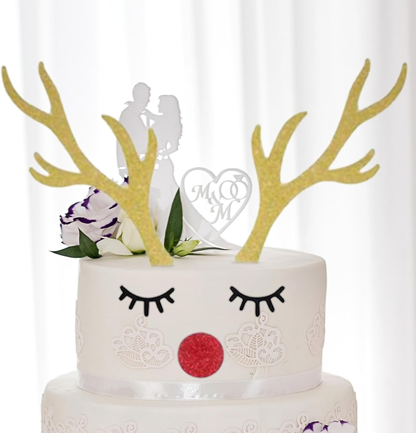 Cake Topper Cards | Cake Decoration Deer Antler Bunny Ears Cake Topper,Festive Cake Dessert Toppers Cake Decorating Supplies for Birthday Christmas