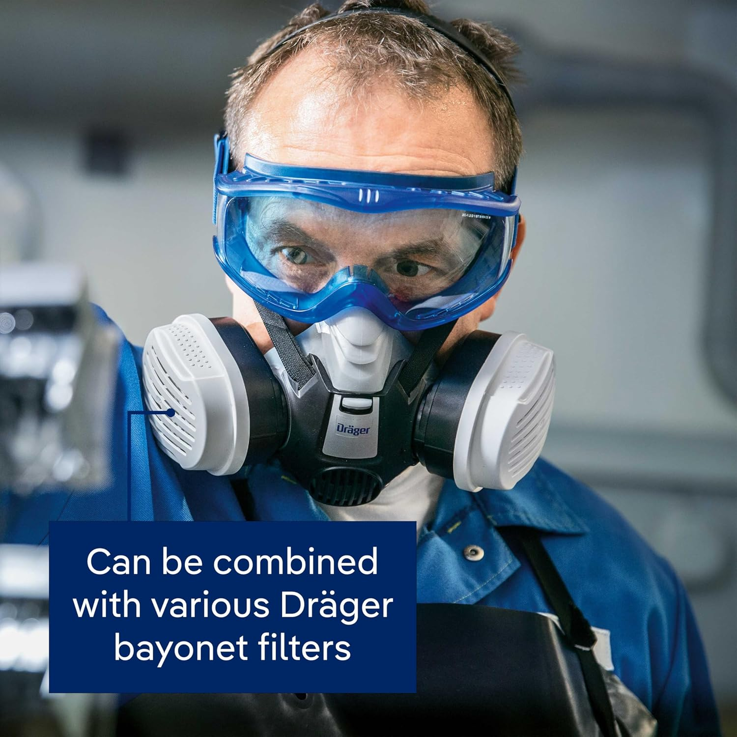 Dr&auml;ger X-Plore 3300 Chemical Half Mask Respirator Set with 2X ABEK1 Hg P3 RD Filters for Chemical Work, Toxic Gas & Organic Vapours image number 1