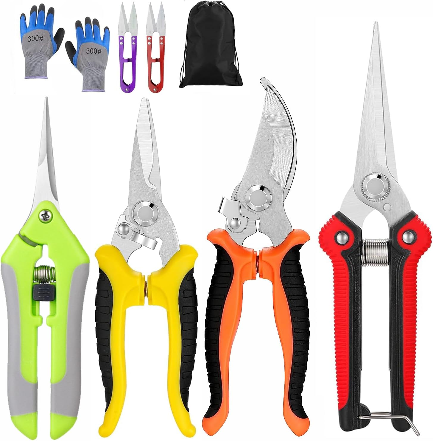 6 Pack Garden Pruning Shears,Hand Pruner Pruning Plant Shears with Gardening Gloves,Hydroponic Micro Garden Snip for Herb, Plant, Flower Cutting & Harvesting Small Tip Hand Pruning Shears image number 4
