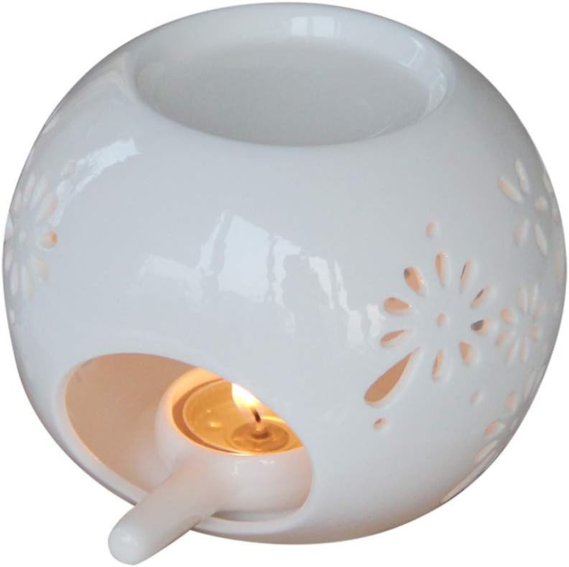 Scented Candle Fragrance Melter Tea Light Holder,Ceramic Oil Burner Wax Melt Burner,Aromatherapy Essential Oil Diffuser Candle Holder for Home Decor Meditation image number 2