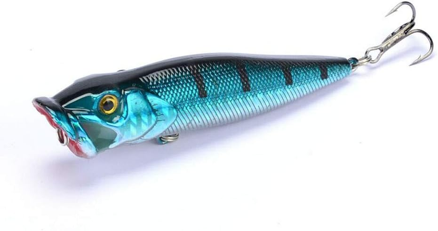 Fishing Lures 5Pcs Fishing Bass Lures Popper Lure Shallow Swimbait Crankbait with Treble Hook 3D Fishing Eyes for Bass Trout Freshwater and Saltwater image number 6