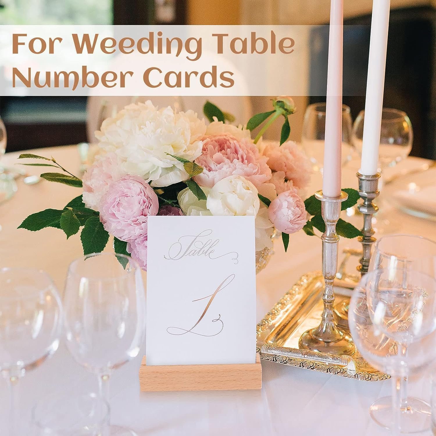 20Pcs Table Number Holders Stands, Wood Sign Holders for Wedding Table Numbers, Menu Holder Place Card Holders for Display Name Card Photo Memo image number 3