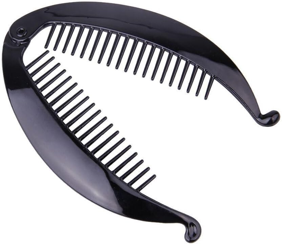Large Banana Clip Hair Comb, Flexible Banana Clips Hair for Thick Hair Ponytail Holder Interlocking Banana Hair Clips Styling Hair Banana Clips for Women (Black, 14CM)