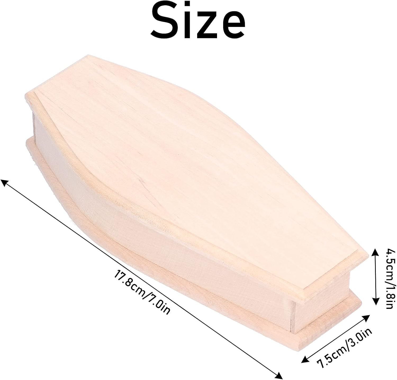 1: 12 Scale Wooden Halloween Coffin Box - 7.0 X 3.0 X 1.8In DIY Unfinished Coffins for Crafts, Party Treat Trays, and Mini Coffin Decor - Dollhouse Accessories image number 2