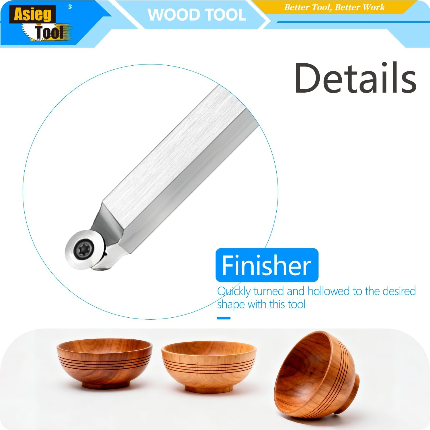 10 Inches Wood Turning Tool Carbide Tipped Lathe Chisel Finisher Tool Bar with Ci3 12Mm round Carbide Insert Cutter for Wood Hobbyist or DIY or Carpenter,Handle Not Include