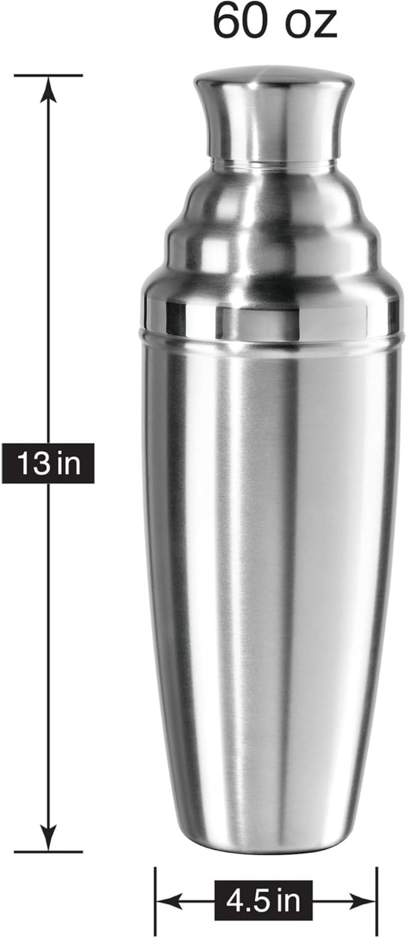 Oggi Jumbo Cocktail Shaker 60 Oz - Stainless Steel Construction, Built in Strainer - Ideal Large Cocktail Shaker for Parties, Mixes 12 Martinis image number 4