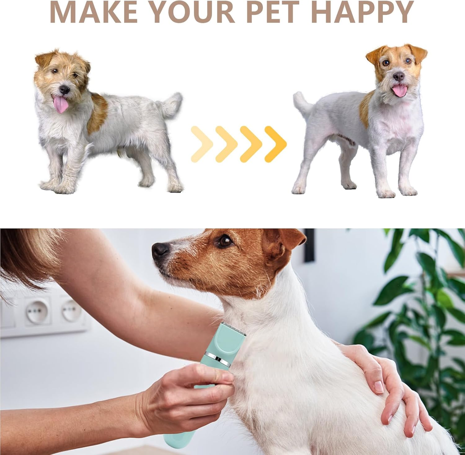 Grooming Kit, 4 in 1 Dog Clippers with 3 Cutter Head and Nail Grinder, Low Noise 55Db Paw Trimmer for Hair around Paws, Eyes, Ears, Face, Rump [4 Guide Combs] (Green) image number 2