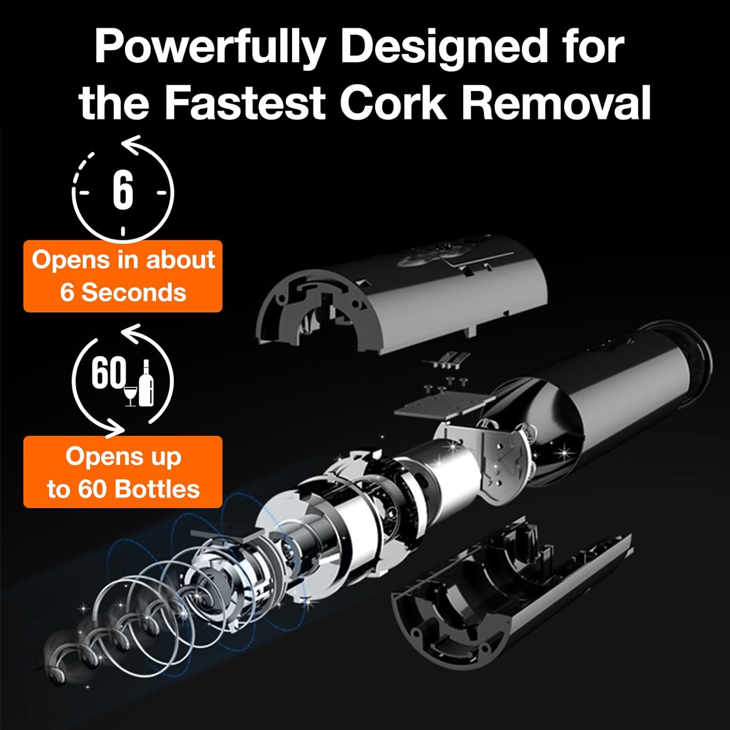 Electric Wine Opener 4-In-1 Set, Vacuum Wine Stopper, Pourer, Foil Cutter, Corkscrew, Battery Operated, Wine Aerator, Easy Wine Cork Removal to Storage(Sgs) image number 3