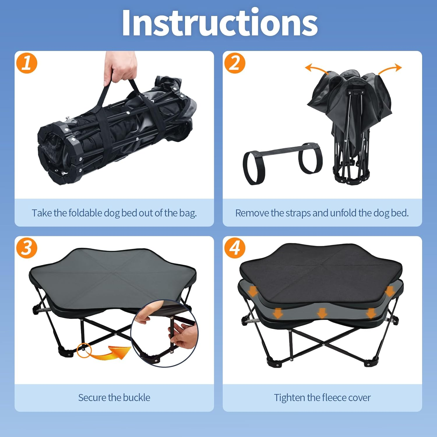 Hexagonal Elevated Dog Bed Foldable Raised Frame with Removable Cushion Portable Waterproof for Medium Small Dogs Indoor Outdoor Camping Travel image number 2