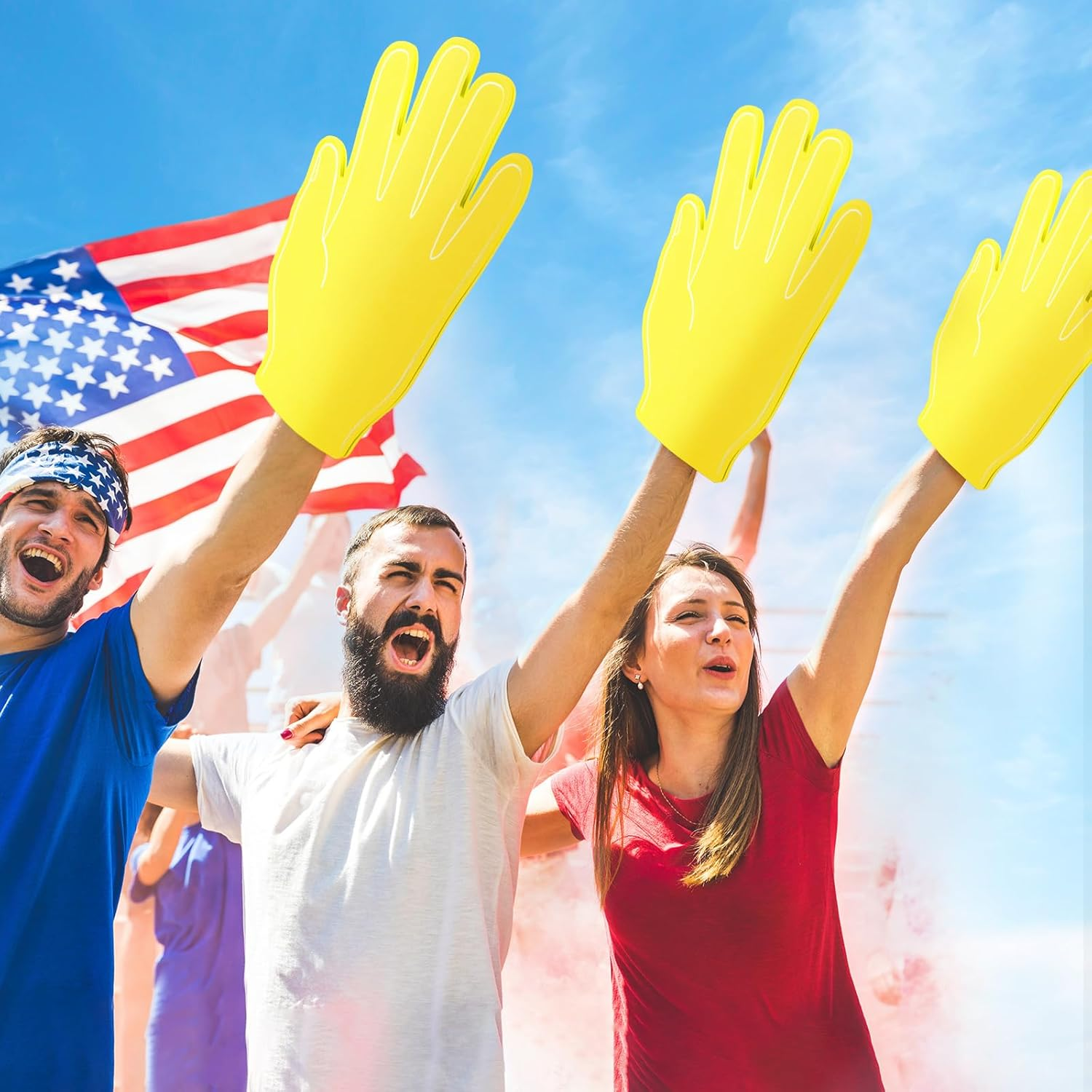 Sotiff 3 Pcs 16 Inches Giant Foam Hand High Five Foam Finger Cheerleading Foam Fan Finger Foam Hand Pompom for Sports Events Games Celebration - Blue image number 5