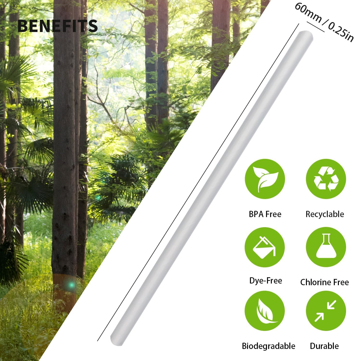 Pure White Biodegradable Paper Straws for Cocktail Pack of 100, Eco-Friendly and Recyclable Plain White Solid White Straws Made of Paper - Solid Black image number 6