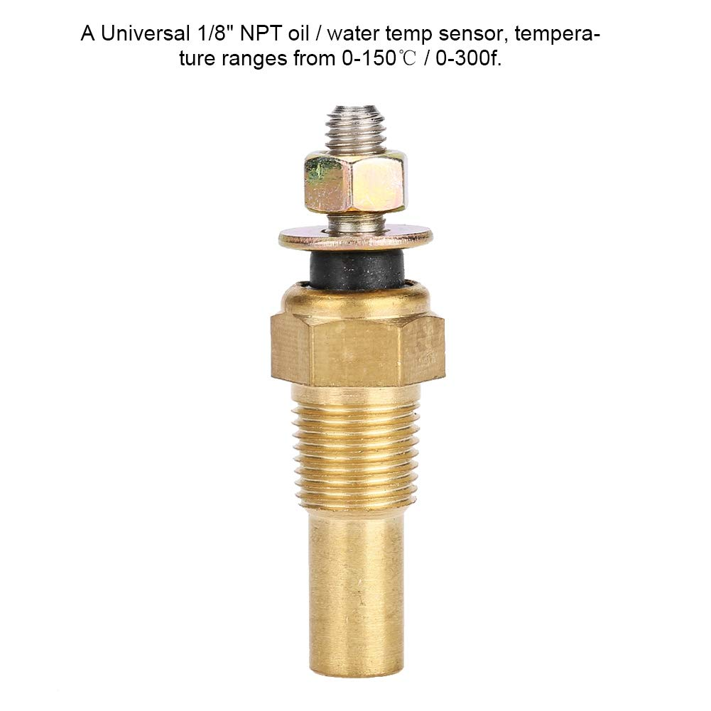Universal Brass Electrical Temperature Sender, 1/8 NPT, 0-150&deg;C (0-300&deg;F), High Precision Sensor, Direct Replacement for Faulty/Damaged Oil/Water Temp Gauge Sensors image number 3