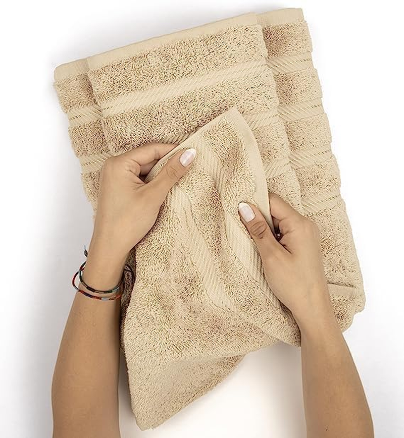 Safi plus 6 Pieces Luxury Towel Sets with 2 Bath Towels,2 Hand Towels, and 2 Washcloths | 00% Combed Cotton Ultra Soft Highly Absorbent 600 GSM | Softness Quick Dry & Daily Use (Beige)