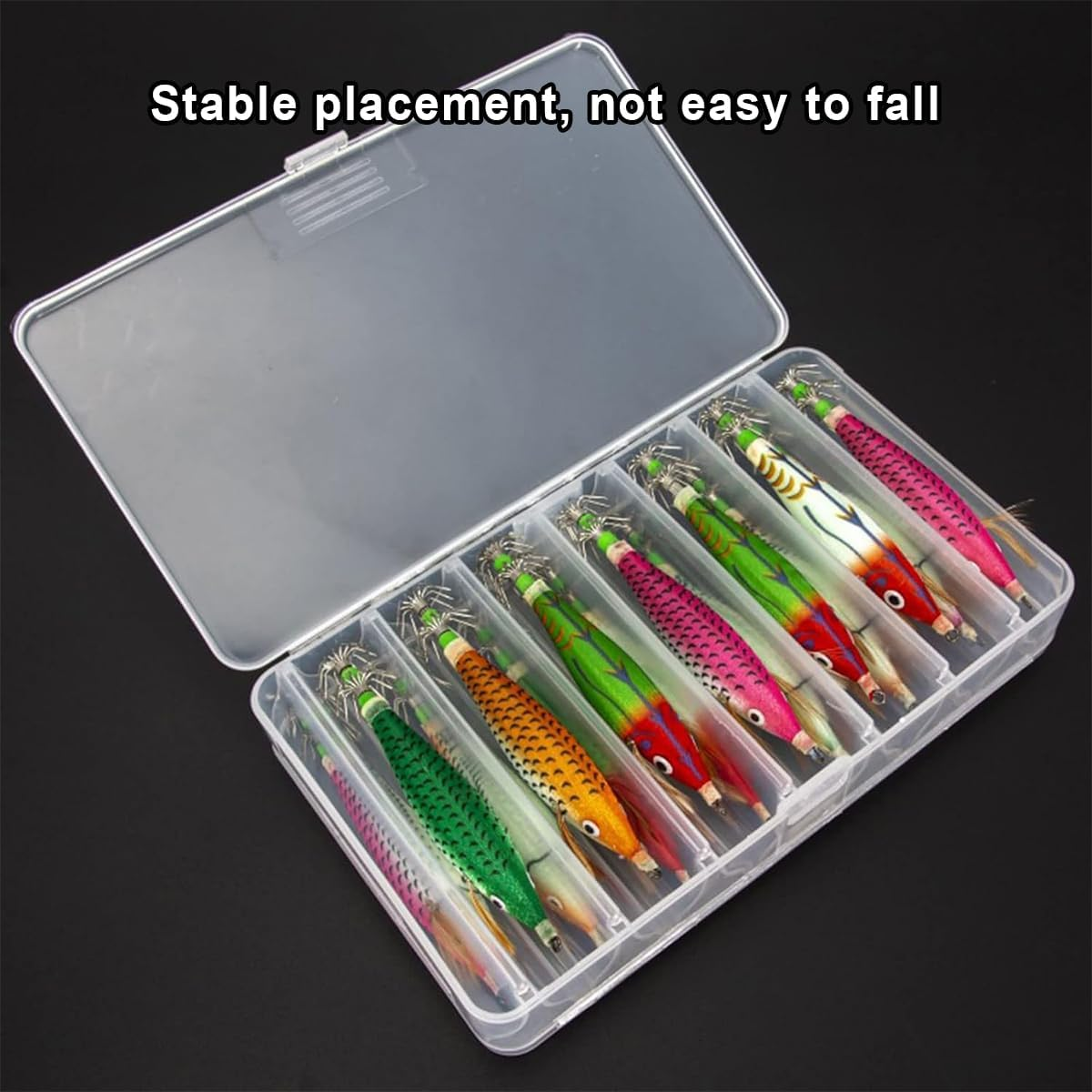 AIMALL Fishing Tackle Box with Dividers, 5-Grid Bait Storage Box, Double/Single Layer Plastic Lure Organiser, Waterproof Fishing Gear Box