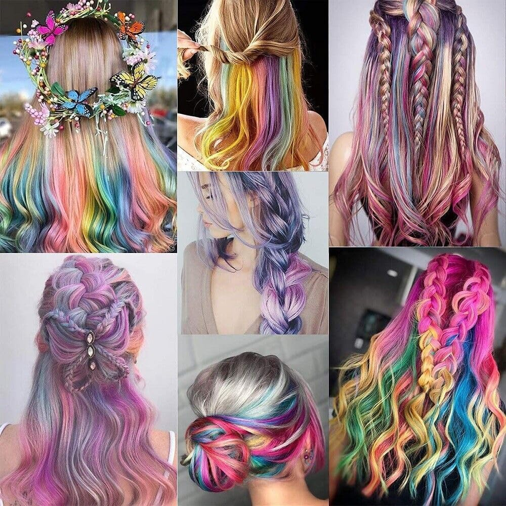 26Packs Color Hair Extensions Clip In, POIUNA 20Inch Rainbow Hair Extensions for Kids Clip in Hair Extension for Kids Girls Party Highlights Synthetic Hairpiece for Girls (13 Colors)