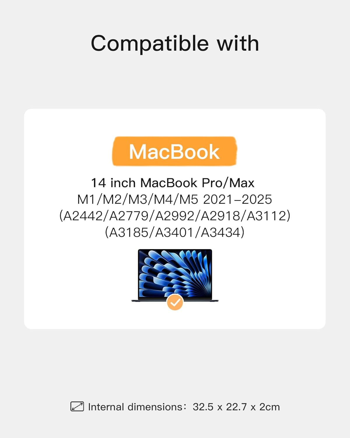 Inateck 360&deg; Protection 13.3" Laptop Bag Sleeve Case Compatible with 14.2 Macbook M3/M2/M1 Pro/Max A2992/A2918/A2779/A2442 2023-2021, 13 Macbook Air 2012-2017, 13 Macbook Pro 2012-2015 - Black Grey image number 4